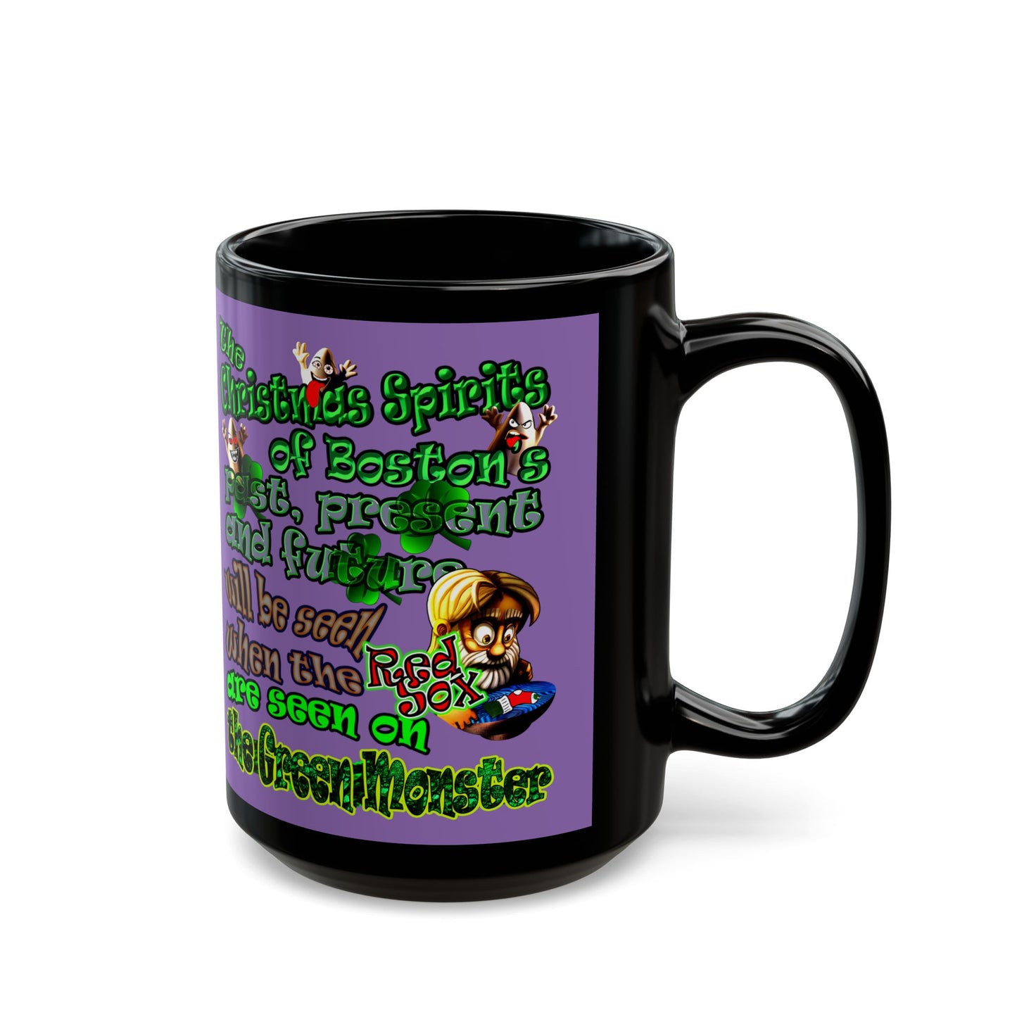 christmas spirits of boston - Black Mug (light purple)