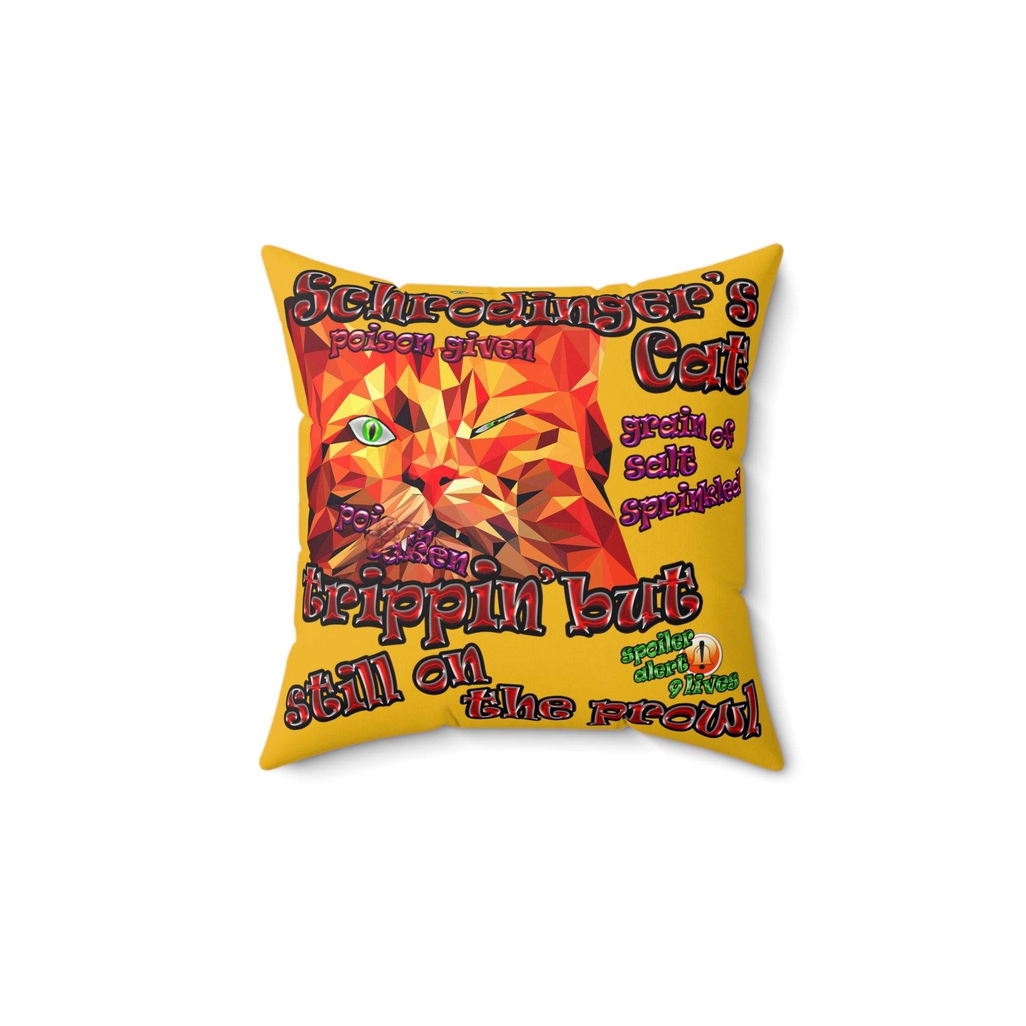 schrodinger's cat - Faux Suede Square Pillow - (yellow)