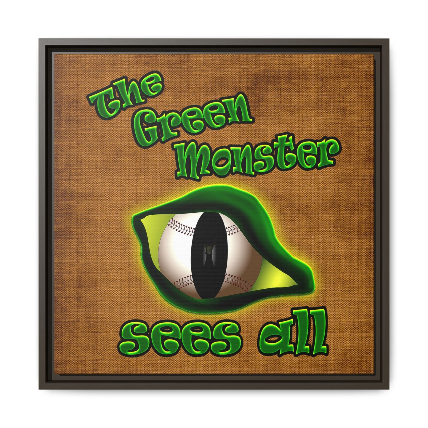 green monster - framed canvas art (brown papyrus)