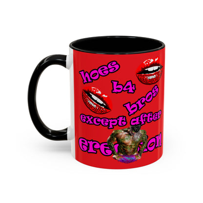 hoes b4 bros - Accent Mug (red)