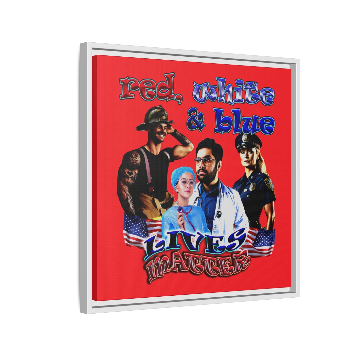 rw&b lives matter - framed canvas art (red)