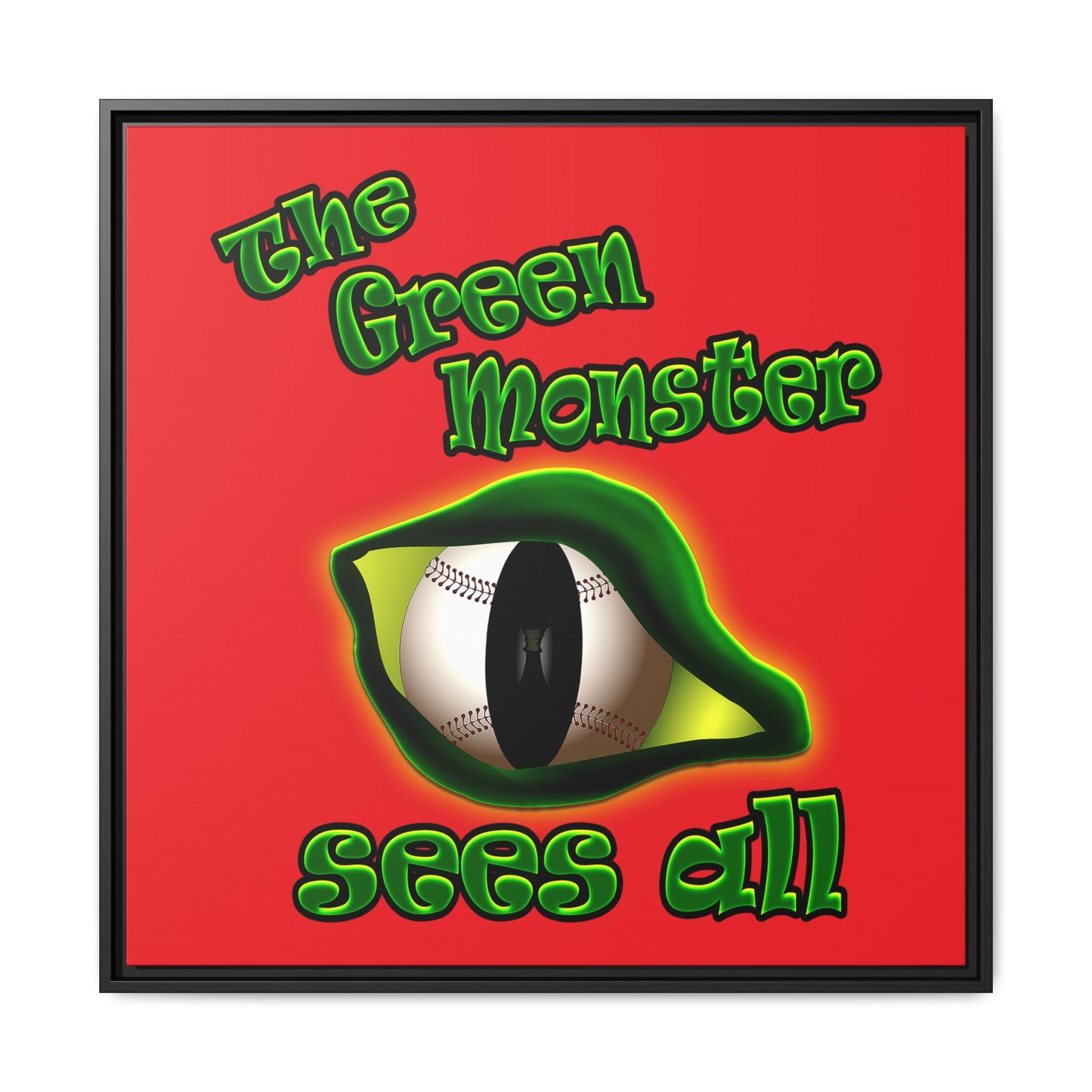green monster - framed canvas art (red)