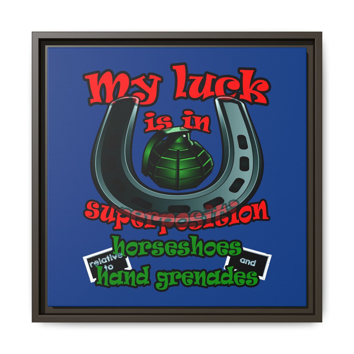 my luck - framed canvas art (dark blue)
