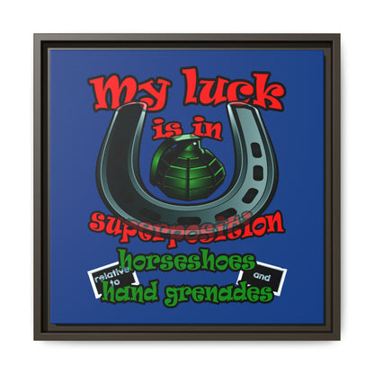 my luck - framed canvas art (dark blue)