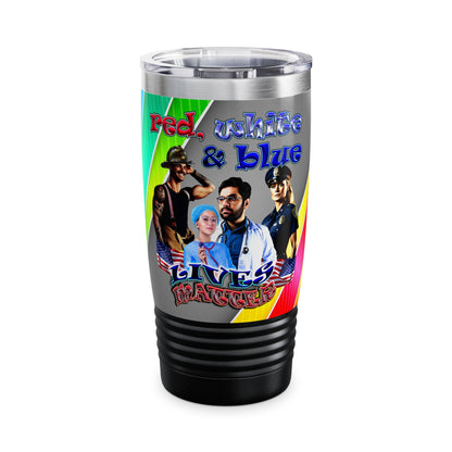 rw&b lives matter - Ringneck Tumbler, 20oz (rainbow split)