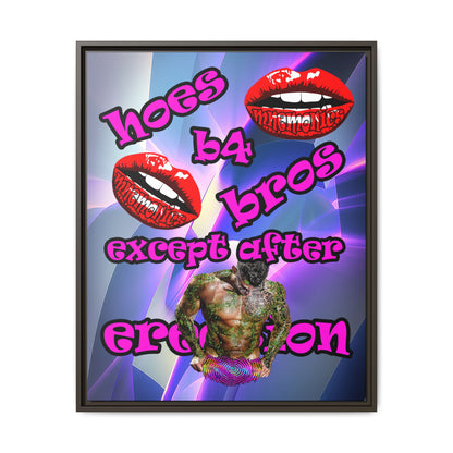 hoes b4 bros - framed canvas art (grey-pink wave)
