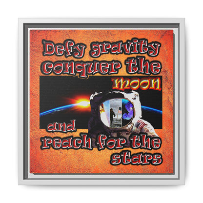defy conquer reach - framed canvas art (burnt orange)