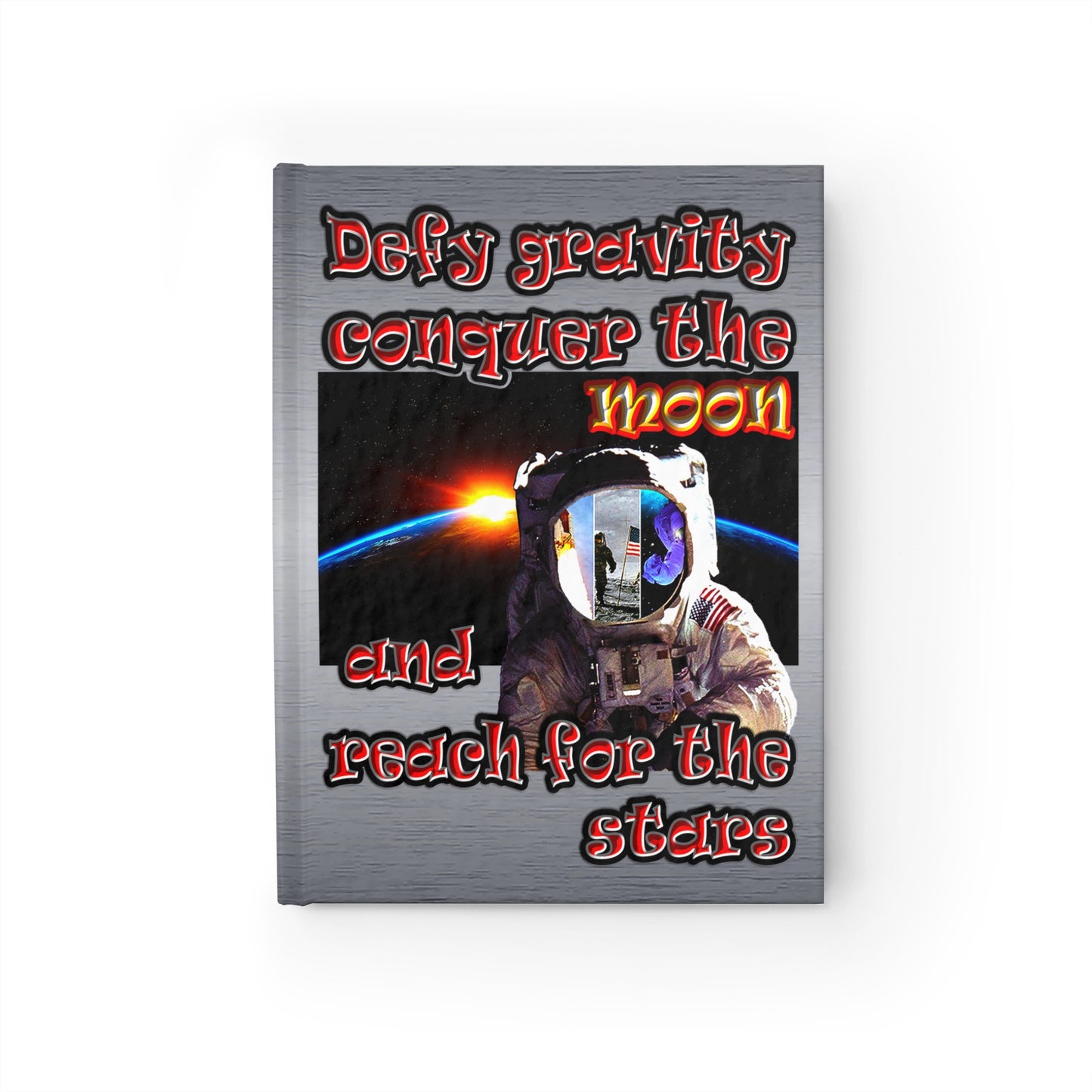 defy conquer reach - journal-lined (brushed nickel)