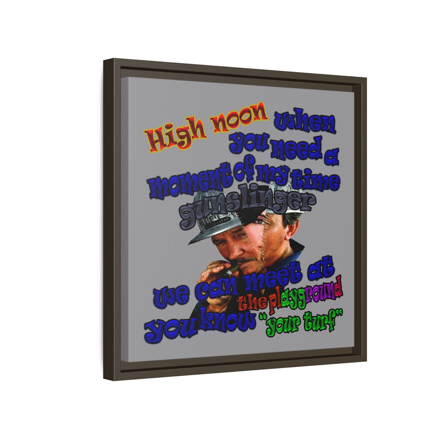high noon - framed canvas art (grey)