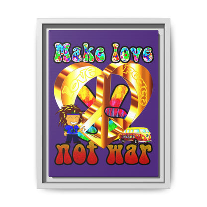 love peace - framed canvas art (purple)