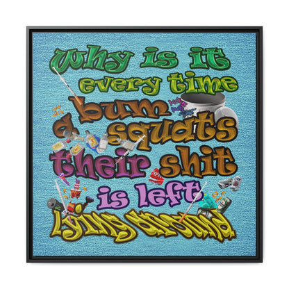 the bum's shit - framed canvas art (faded blue)