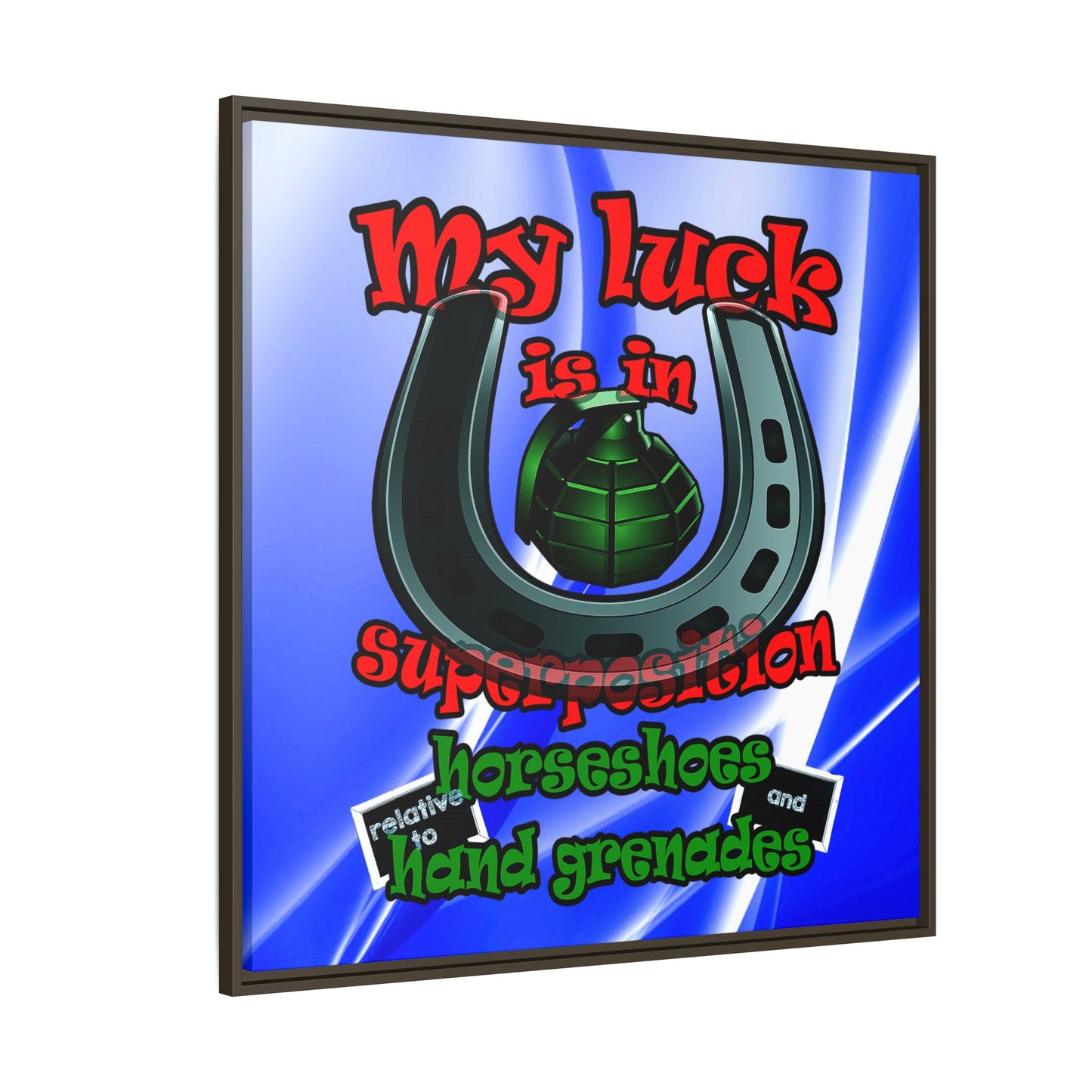 my luck - framed canvas art (blue-white wave)