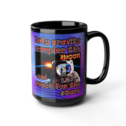 defy conquer reach - Black Mug (purple wave)