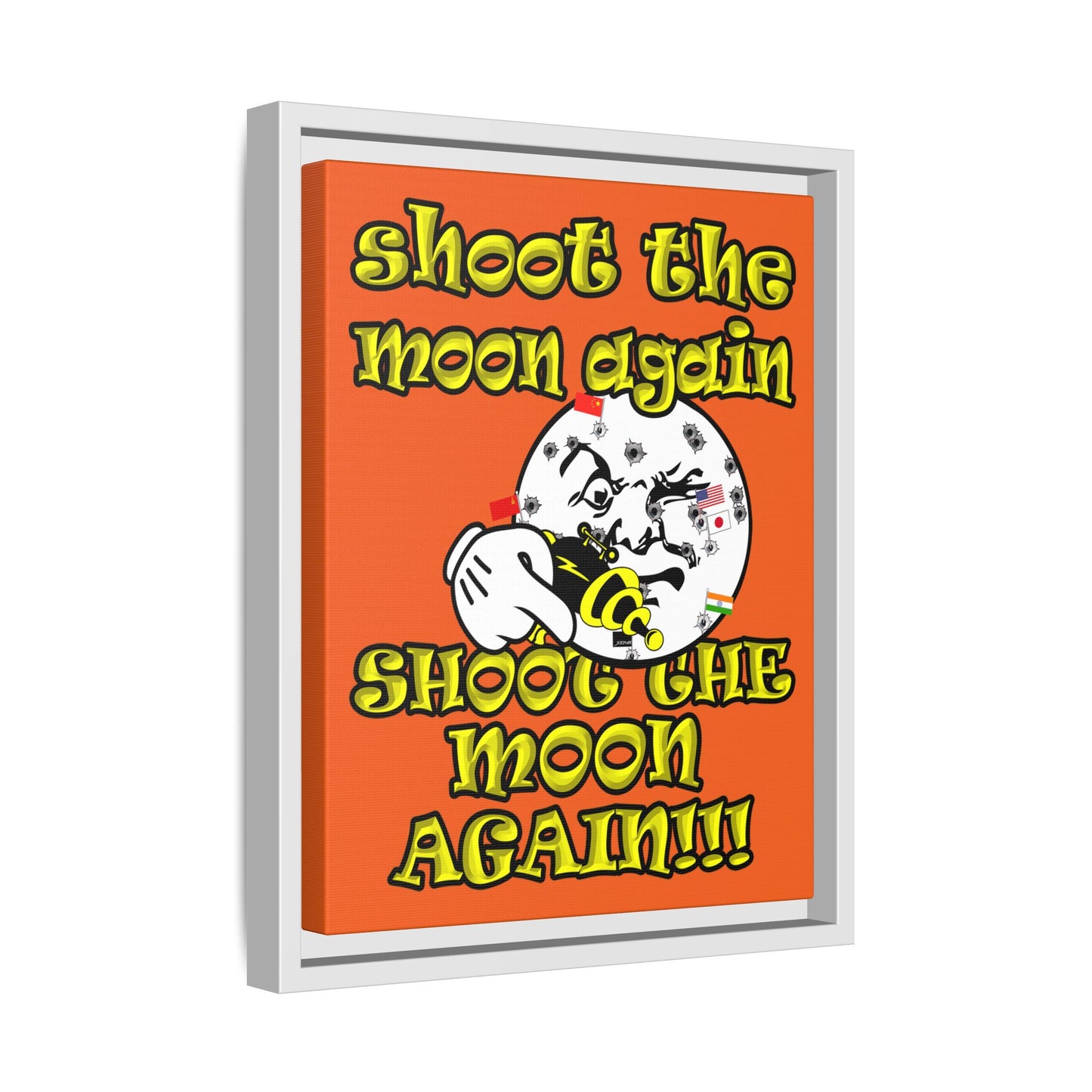 shoot the moon again - framed canvas art (orange)