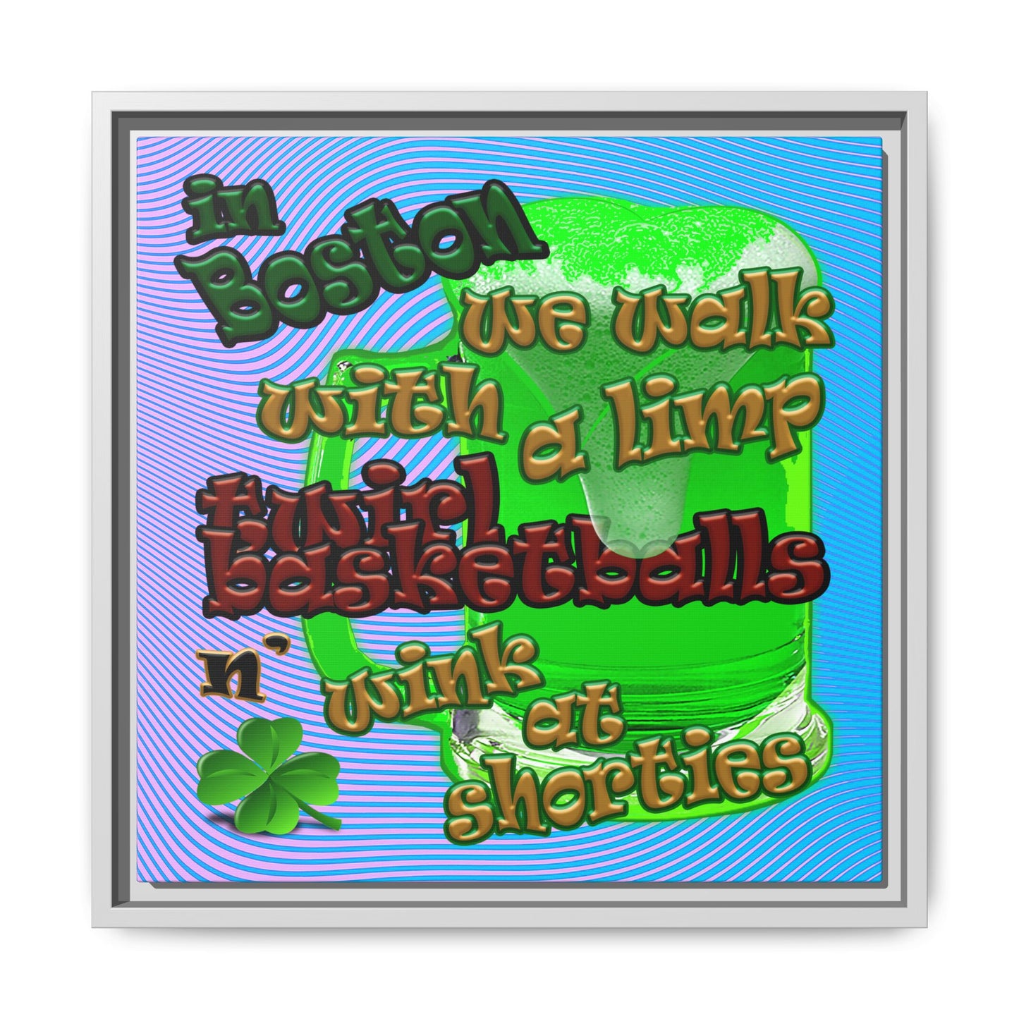 celtics logo - framed canvas art (light blue-purple wave)