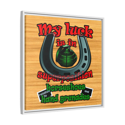 my luck - framed canvas art (butterscotch wood finish)