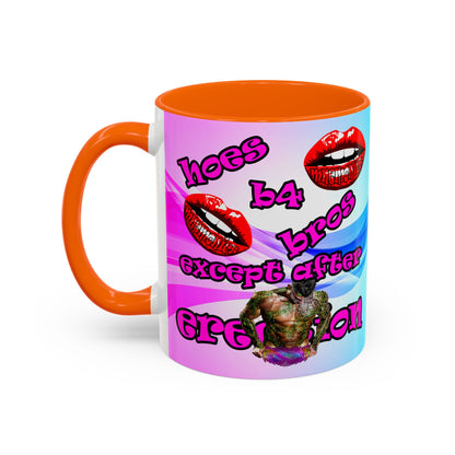 hoes b4 bros - Accent Mug (light blue-pink wave)
