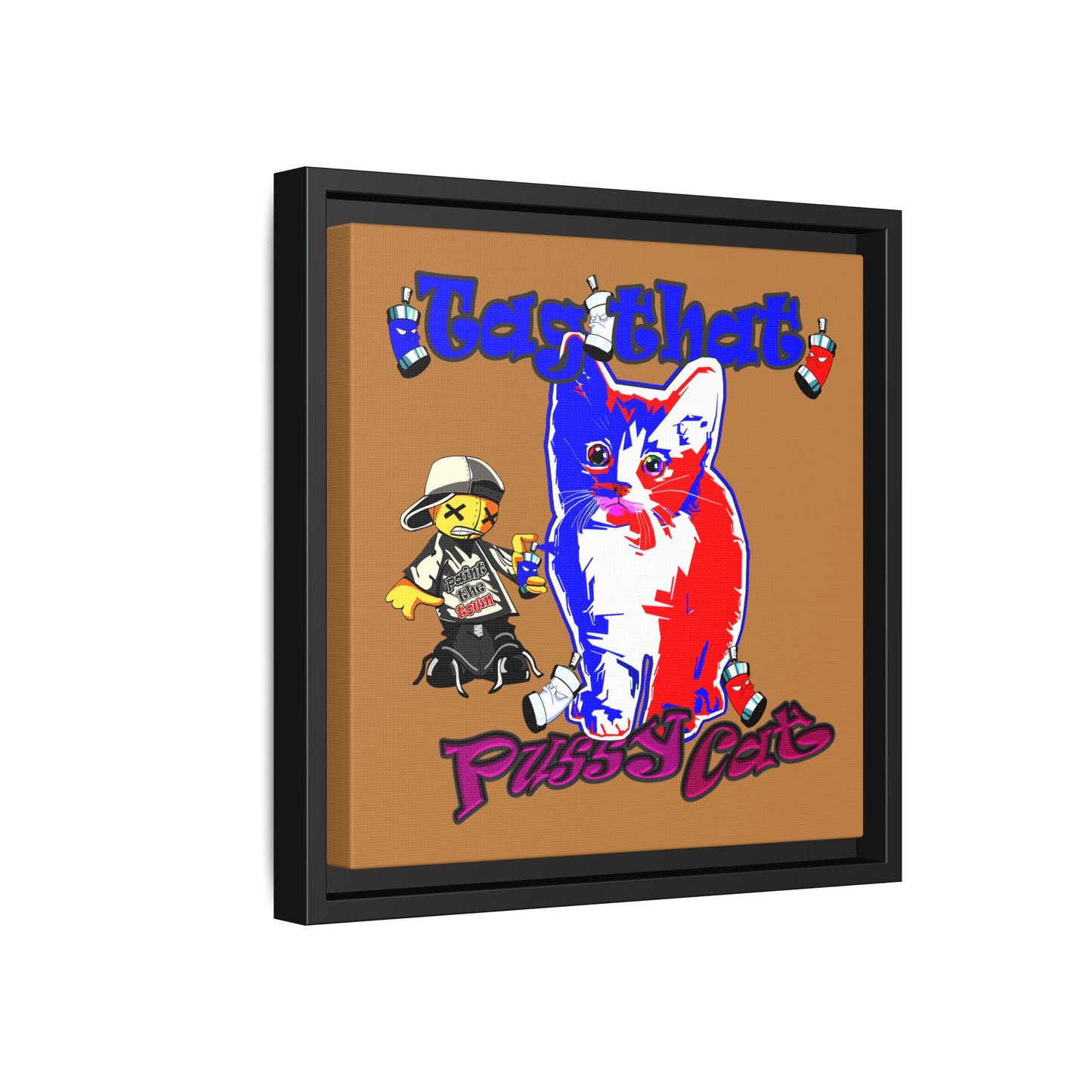 tag that - framed canvas art (light brown)