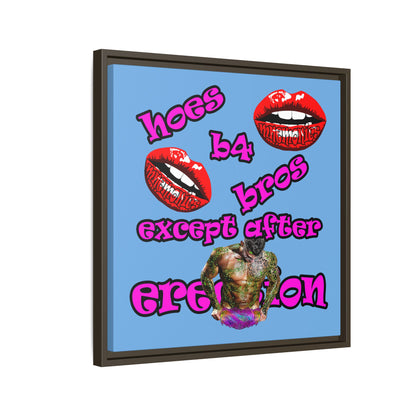 hoes b4 bros - framed canvas art (light blue)