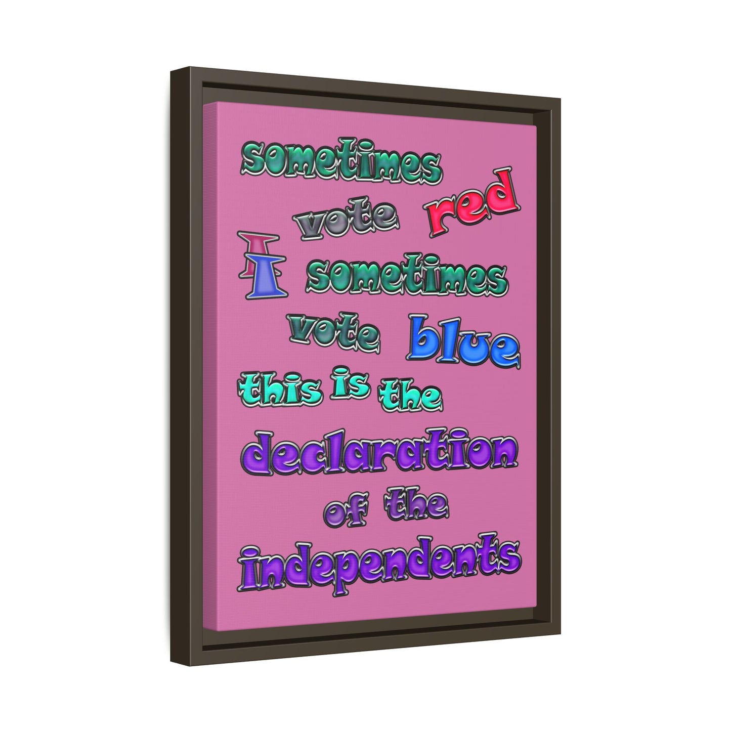 declaration of the independents - framed canvas art (light pink)