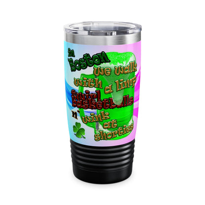 celtics logo - Ringneck Tumbler, 20oz (light blue-pink wave)