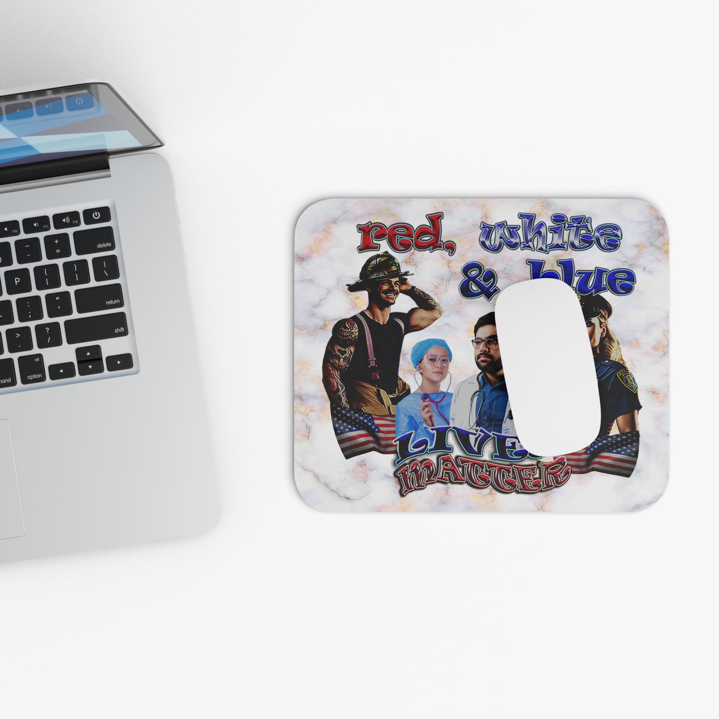 rw&b lives matter - Mouse Pad (Rectangle) (white marble)