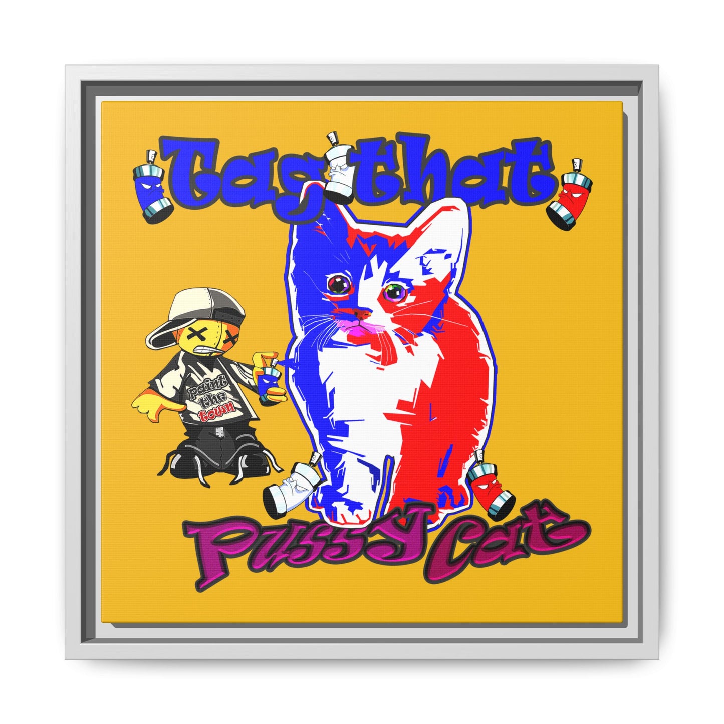 tag that - framed canvas art (yellow)