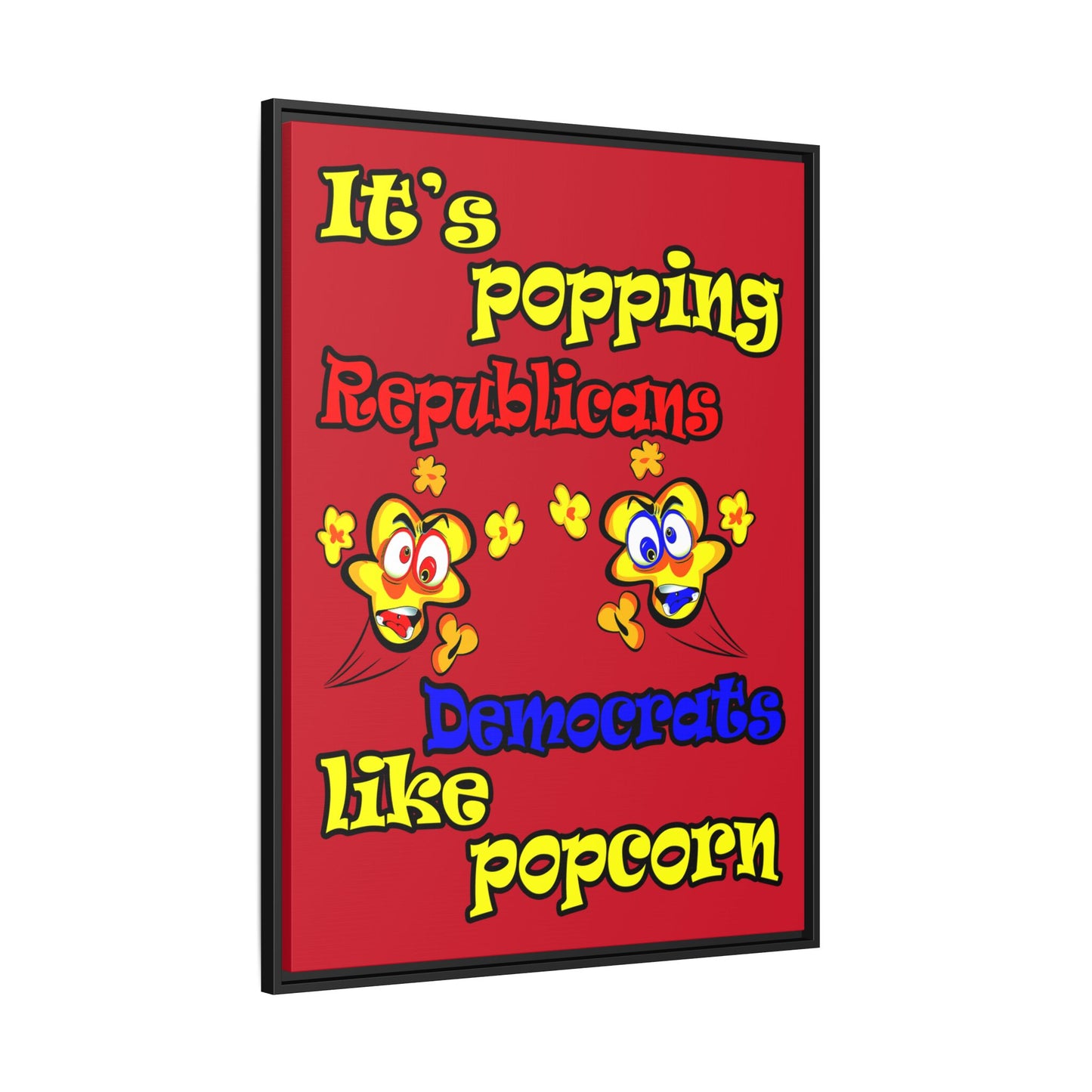 popping like popcorn - framed canvas art (dark red)