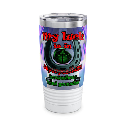 my luck - Ringneck Tumbler, 20oz (grey-pink wave)