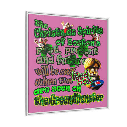 christmas spirits of boston - framed canvas art (light pink)