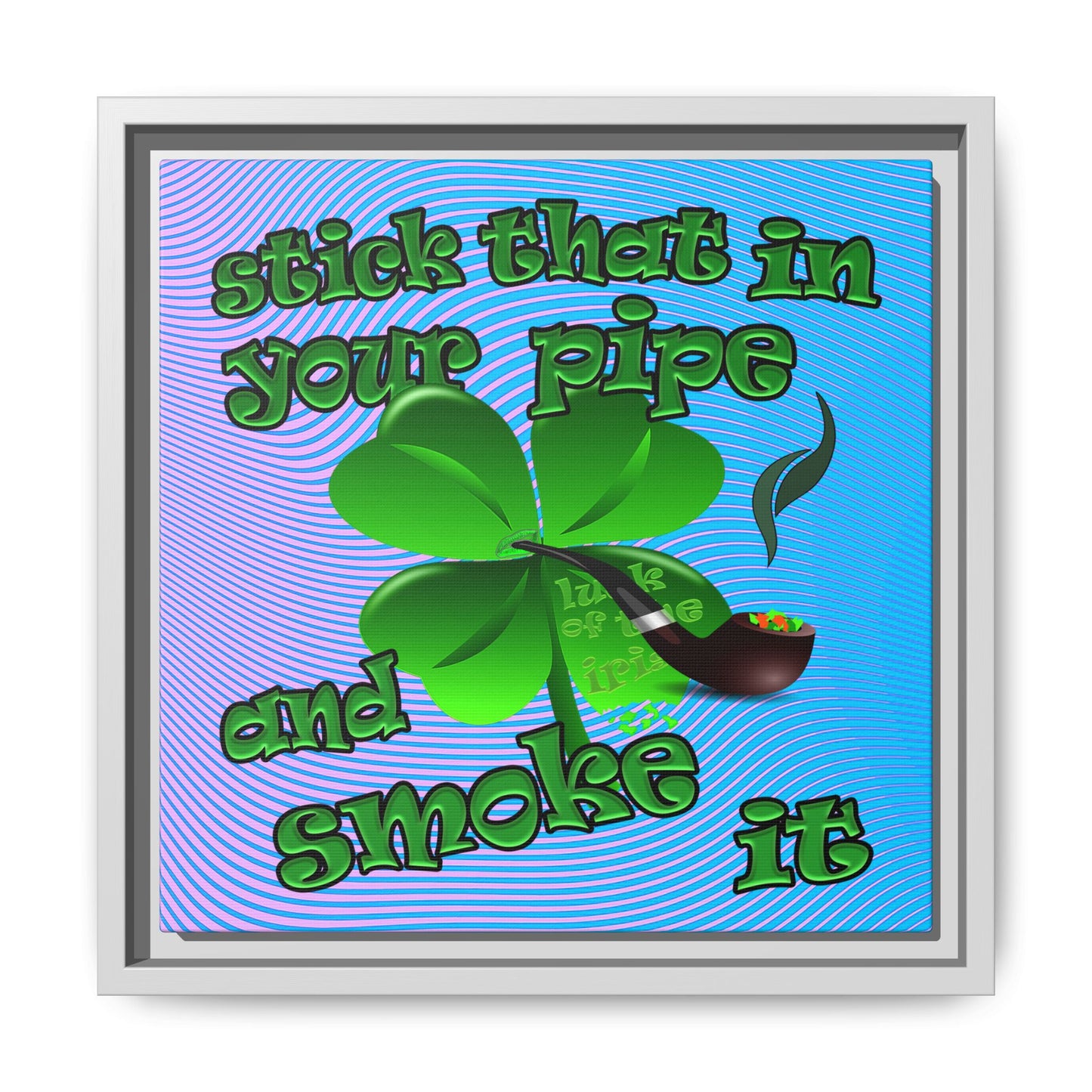 stick that in your pipe and smoke it - framed canvas art (light blue-purple wave)