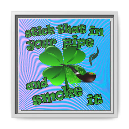 stick that in your pipe and smoke it - framed canvas art (light blue-purple wave)