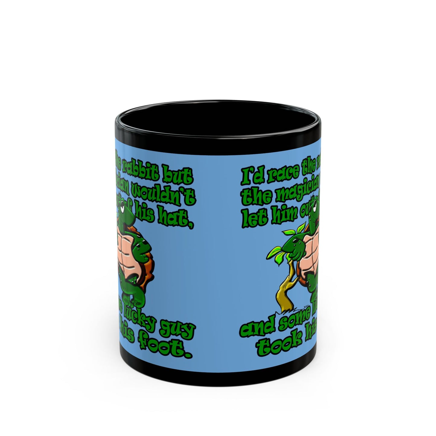 turtle race - Black Mug (light blue)