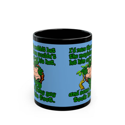 turtle race - Black Mug (light blue)