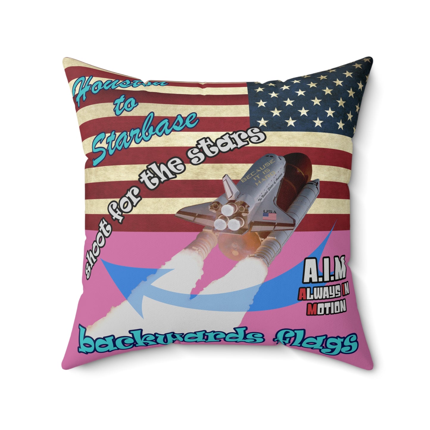 shoot for the stars - Spun Polyester Square Pillow - (light pink)
