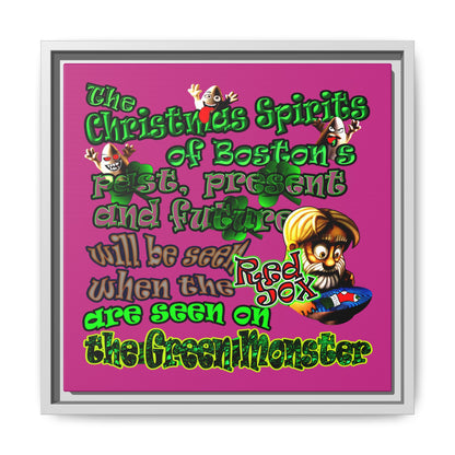 christmas spirits of boston - framed canvas art (pink)