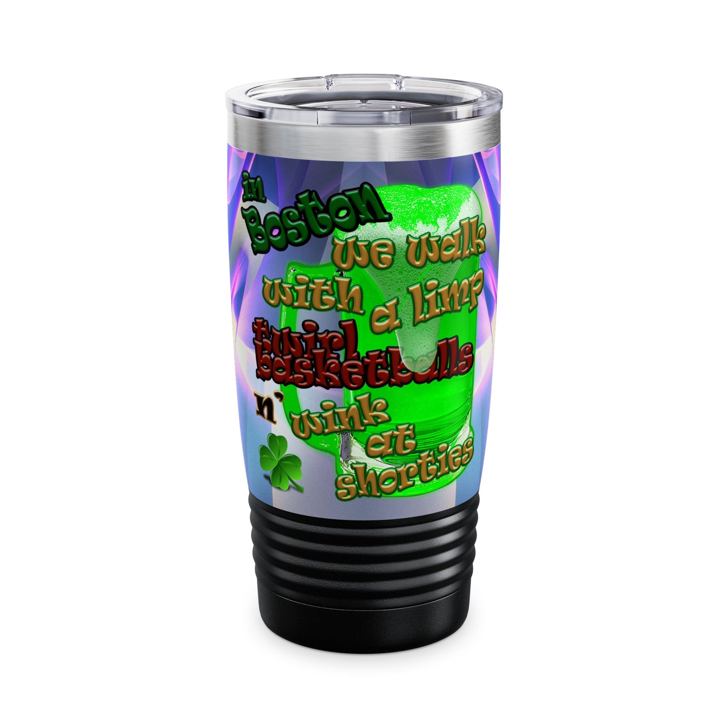 celtics logo - Ringneck Tumbler, 20oz (grey-pink wave)