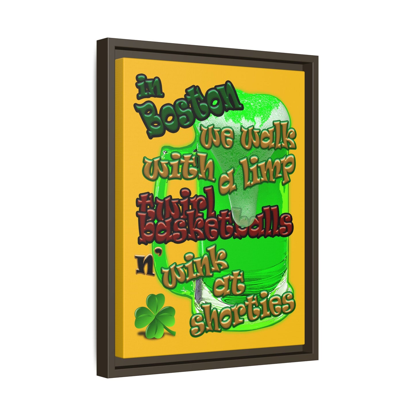celtics logo - framed canvas art (yellow)