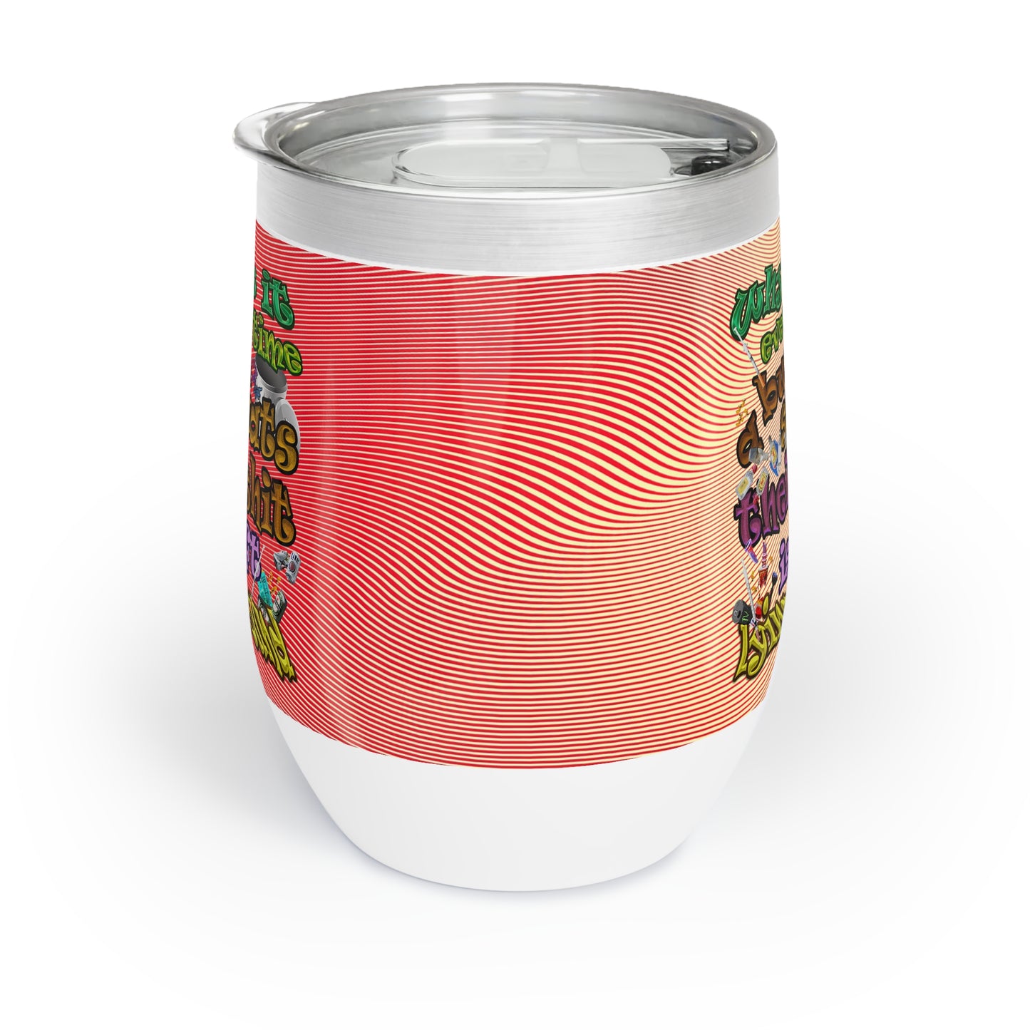 the bum's shit - Chill Wine Tumbler (yellow-orange wave)