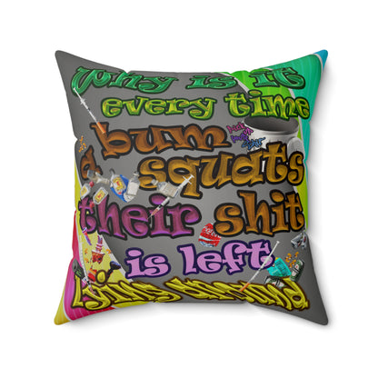 the bum's shit - Faux Suede Square Pillow - (rainbow split)