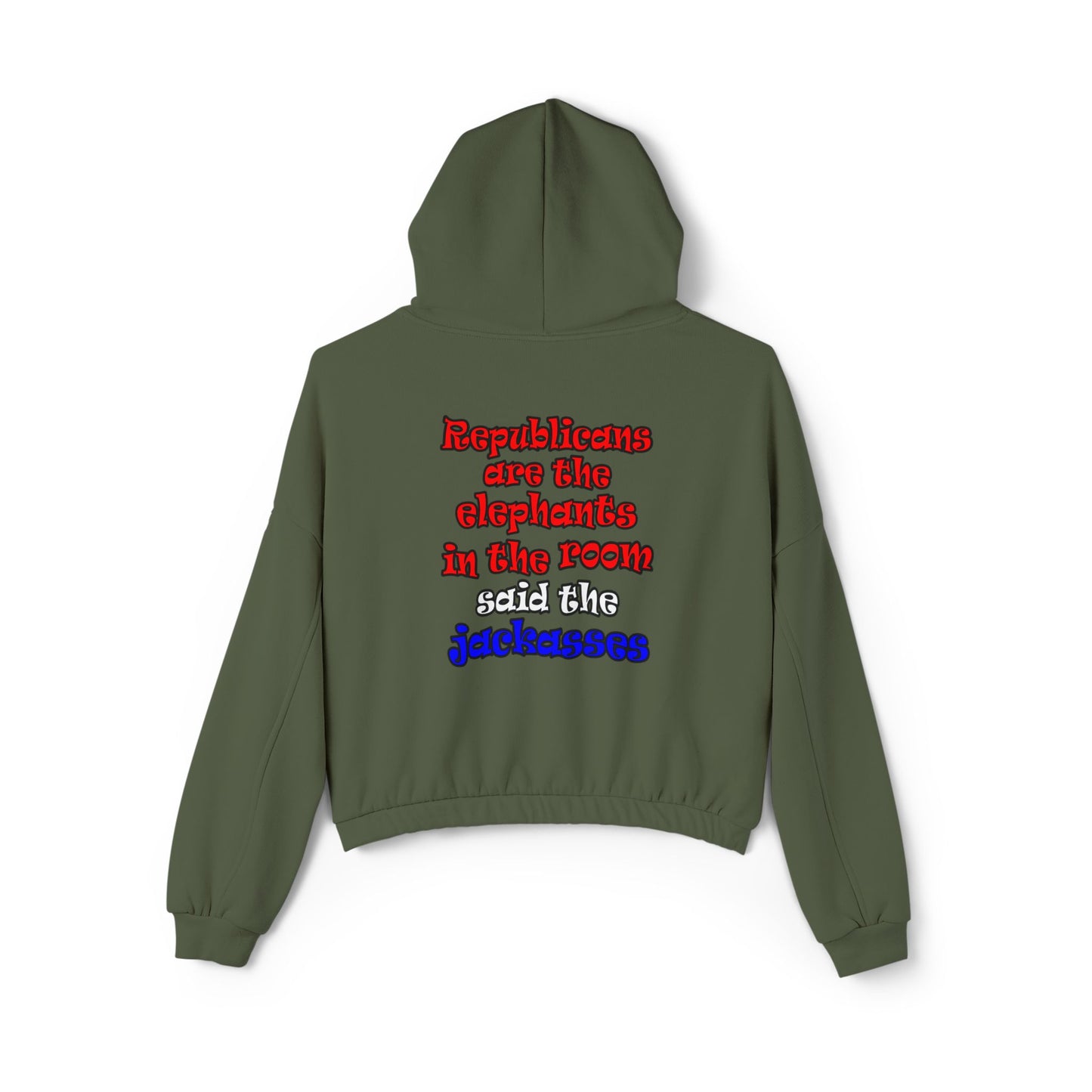 donkeys and elephants - Women's Cinched Bottom Hoodie
