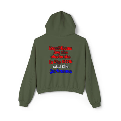 donkeys and elephants - Women's Cinched Bottom Hoodie