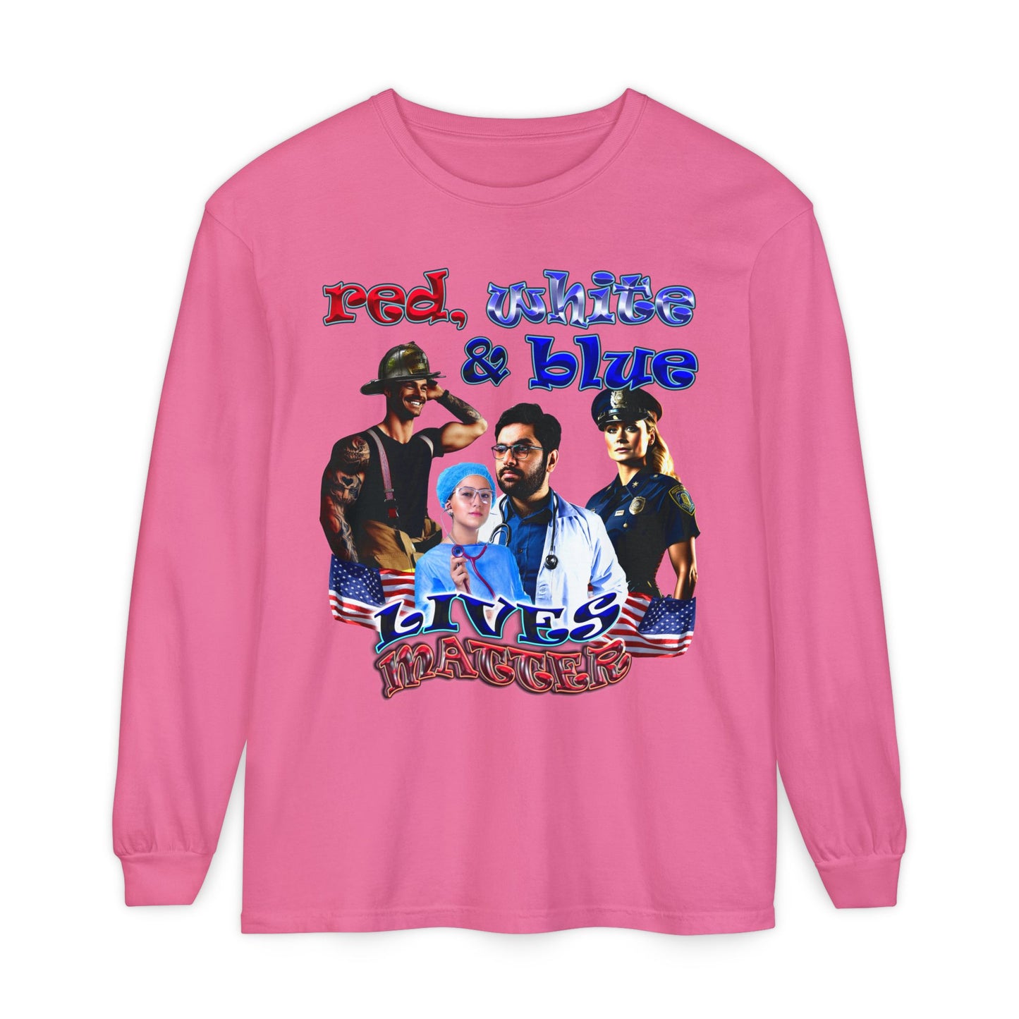 rw&b lives matter - Unisex Garment-dyed Long Sleeve T-Shirt