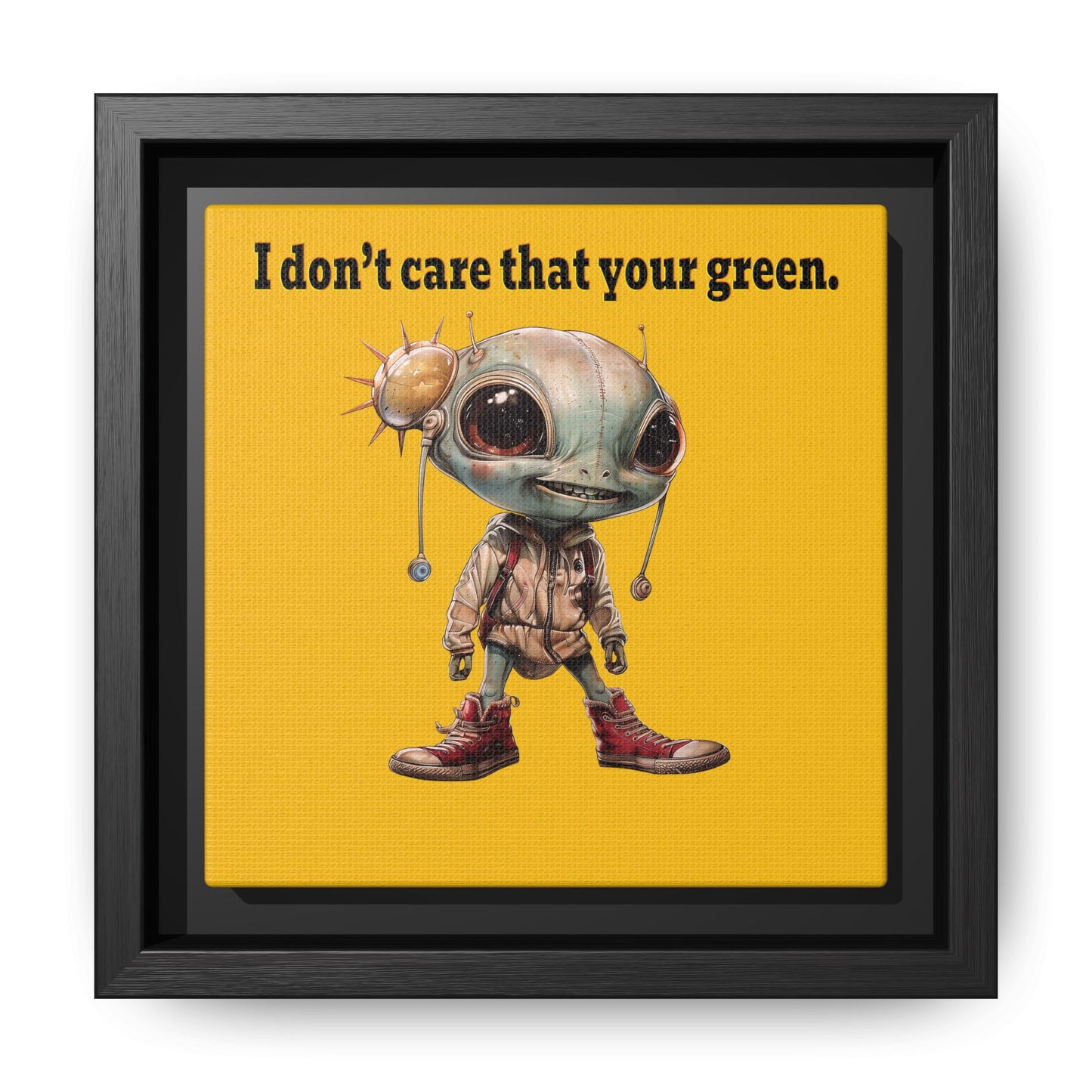 I don't care that your green - framed canvas art (yellow)