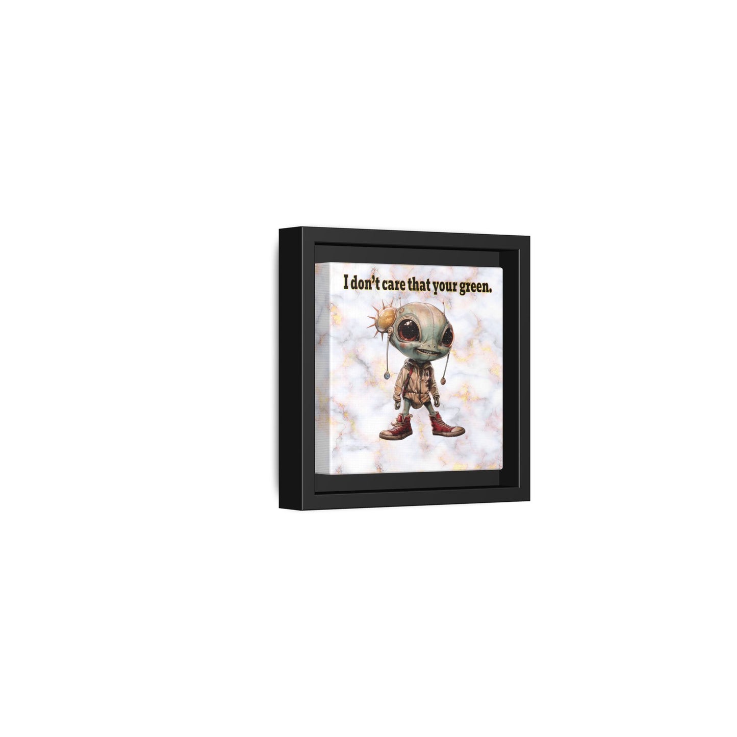 I don't care that your green - framed canvas art (white marble)