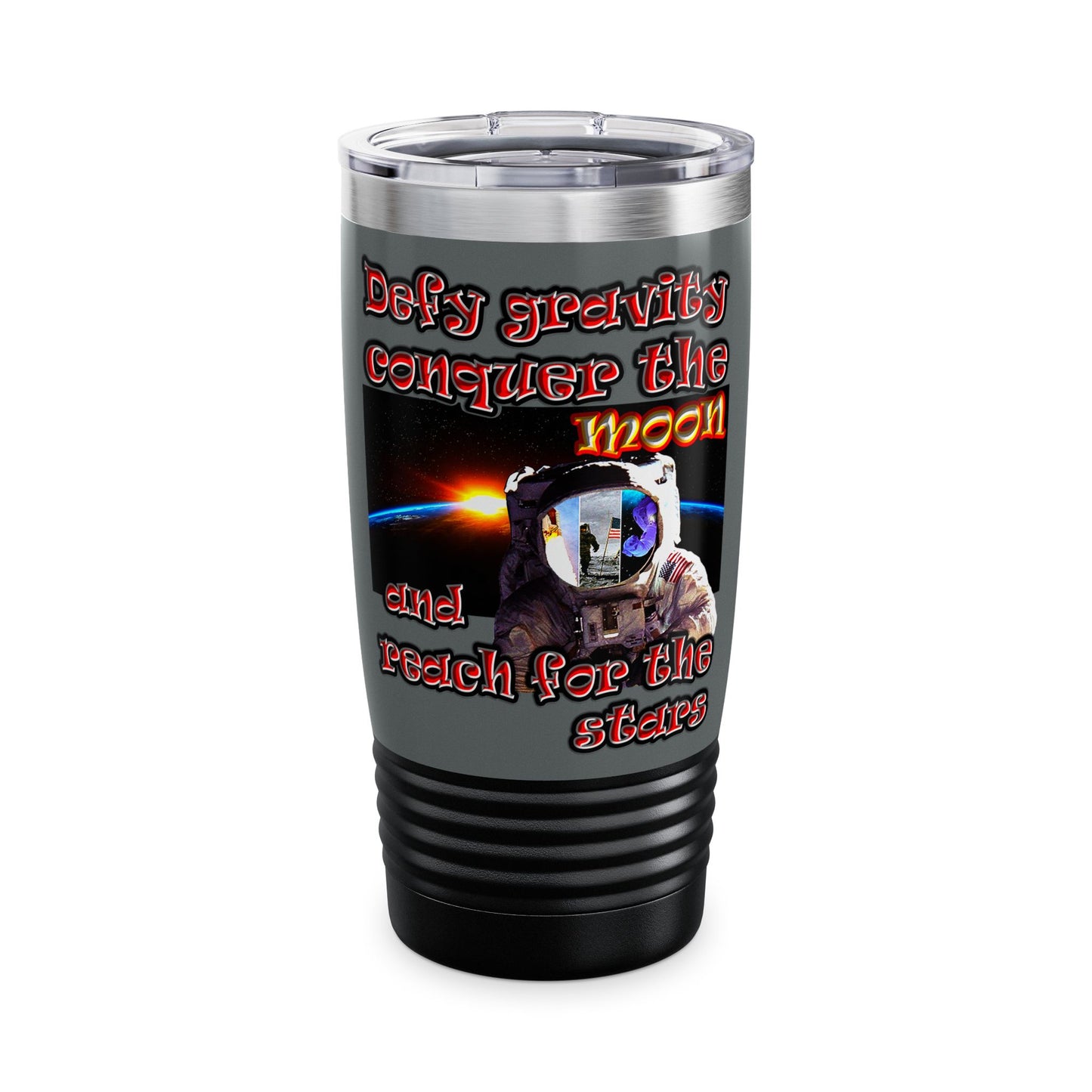 defy conquer reach - Ringneck Tumbler, 20oz (dark grey)