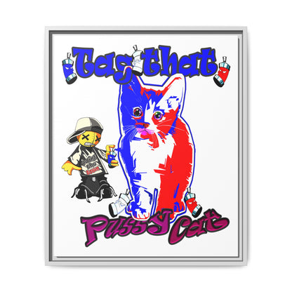 tag that - framed canvas art (white)