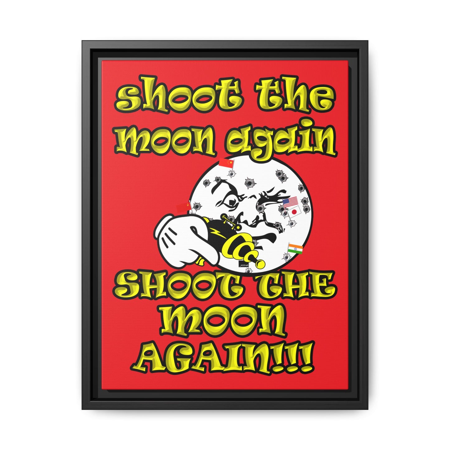 shoot the moon again - framed canvas art (red)