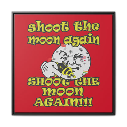 shoot the moon again - framed canvas art (dark red)