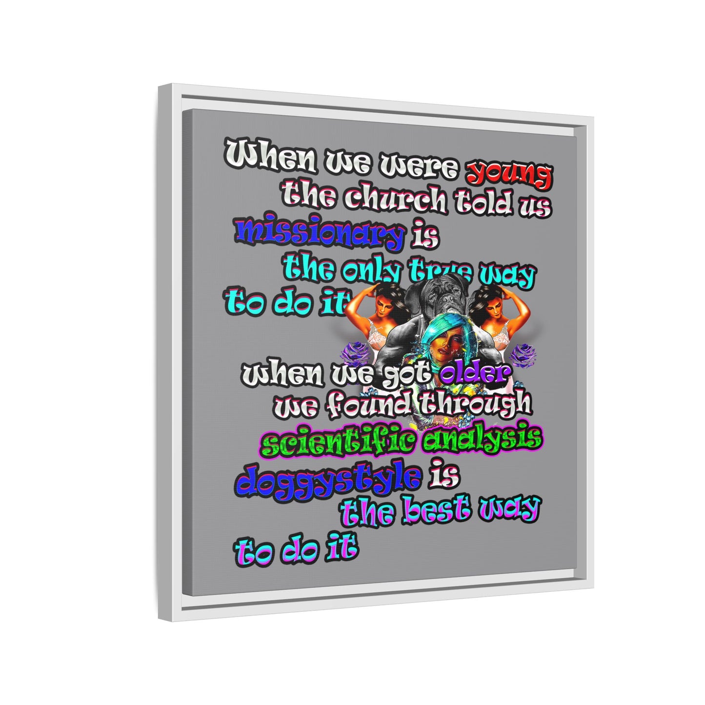 doggystyle - framed canvas art (grey)